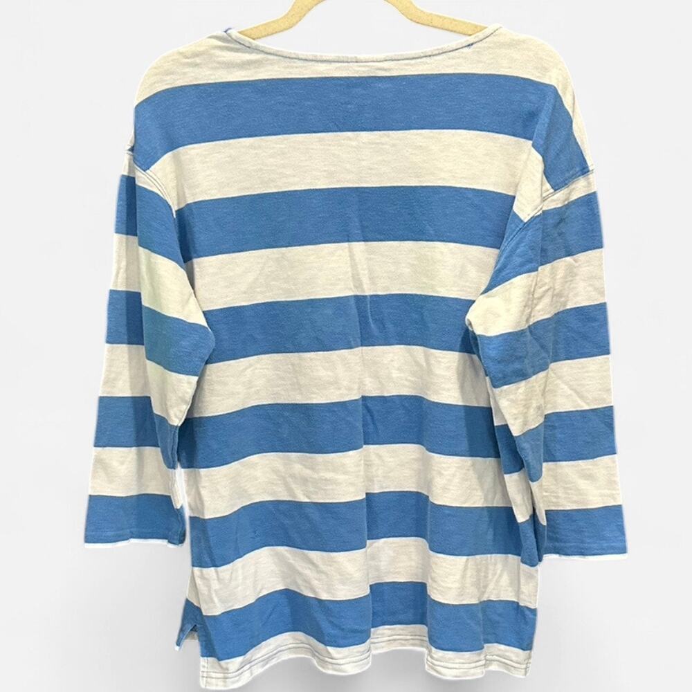Black Dog Cape Cod Blue White Striped Tee Coastal Long Sleeve Size Large - Picture 6 of 10